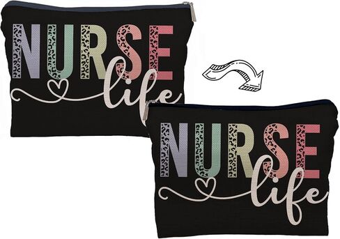 Nurse Life Nursing Leopard Makeup Bag Make up Cosmetic Bag Small Zipper Pouch,Nurse Appreciation Gift,Nurses Week Gift,Nursing Gift,Nurse Graduate Gifts in Kuwait