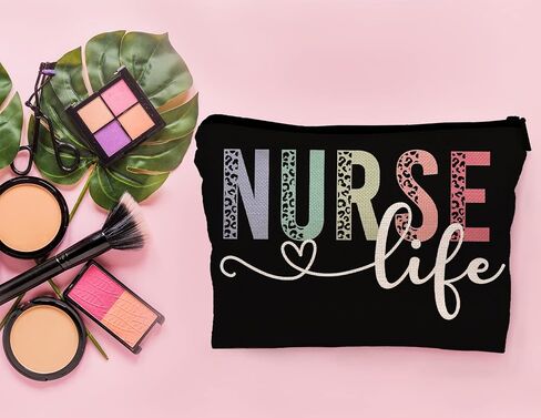Nurse Life Nursing Leopard Makeup Bag Make up Cosmetic Bag Small Zipper Pouch,Nurse Appreciation Gift,Nurses Week Gift,Nursing Gift,Nurse Graduate Gifts in Kuwait