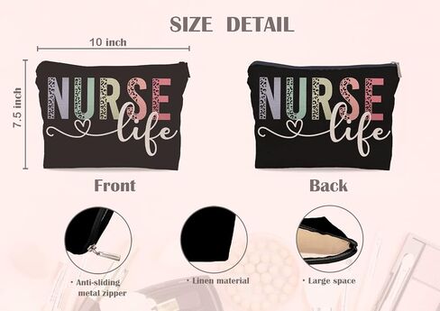 Nurse Life Nursing Leopard Makeup Bag Make up Cosmetic Bag Small Zipper Pouch,Nurse Appreciation Gift,Nurses Week Gift,Nursing Gift,Nurse Graduate Gifts in Kuwait