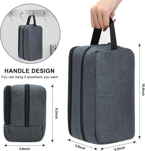 حقيبة أدوات الزينة للسفر من إم آند سي ميوزيك للرجال والنساء أثناء السفر، مجموعة أدوات الحلاقة المقاومة للماء لتنظيم ملحقات أدوات الزينة (أخضر جيشي) in Kuwait