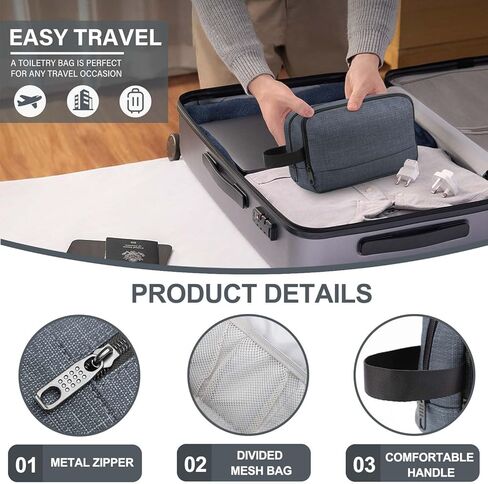 حقيبة أدوات الزينة للسفر من إم آند سي ميوزيك للرجال والنساء أثناء السفر، مجموعة أدوات الحلاقة المقاومة للماء لتنظيم ملحقات أدوات الزينة (أخضر جيشي) in Kuwait