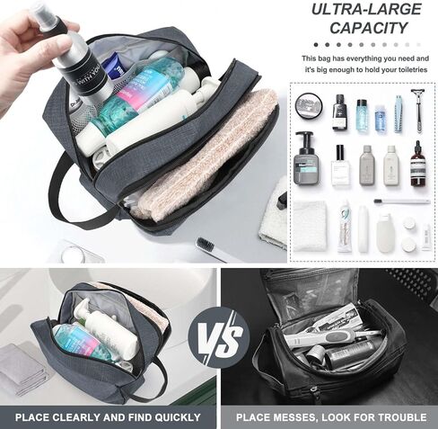 حقيبة أدوات الزينة للسفر من إم آند سي ميوزيك للرجال والنساء أثناء السفر، مجموعة أدوات الحلاقة المقاومة للماء لتنظيم ملحقات أدوات الزينة (أخضر جيشي) in Kuwait