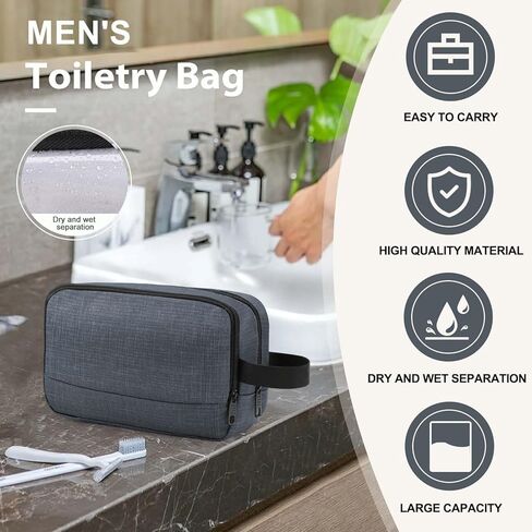 حقيبة أدوات الزينة للسفر من إم آند سي ميوزيك للرجال والنساء أثناء السفر، مجموعة أدوات الحلاقة المقاومة للماء لتنظيم ملحقات أدوات الزينة (أخضر جيشي) in Kuwait