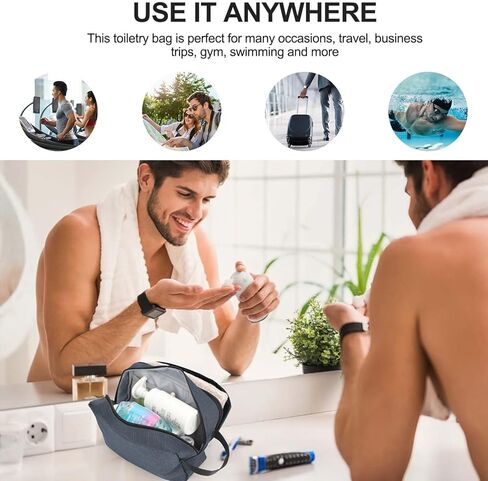 حقيبة أدوات الزينة للسفر من إم آند سي ميوزيك للرجال والنساء أثناء السفر، مجموعة أدوات الحلاقة المقاومة للماء لتنظيم ملحقات أدوات الزينة (أخضر جيشي) in Kuwait