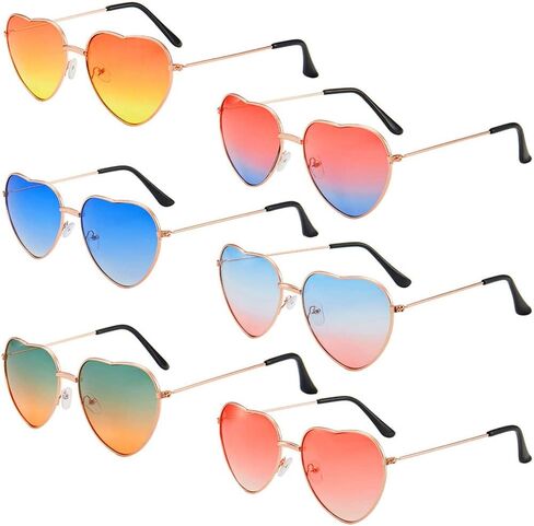 6Pairs Heart Sunglasses for Women Bachelorette Bride Sunglasses Hippie Sunglasses for Women in Saudi Arabia
