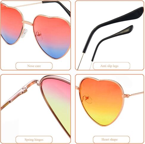 6Pairs Heart Sunglasses for Women Bachelorette Bride Sunglasses Hippie Sunglasses for Women in Saudi Arabia