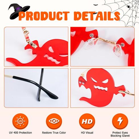 Klfoho Devil Ear Heart Shape Sunglasses Rimless Goth Glasses for Women Men Christmas Party Cosplay Glasses Trendy Eyewear in Kuwait