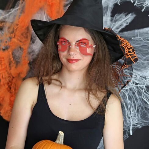 Klfoho Devil Ear Heart Shape Sunglasses Rimless Goth Glasses for Women Men Christmas Party Cosplay Glasses Trendy Eyewear in Kuwait