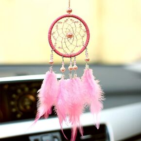Feather Dream Catcher Car Interior Rearview Pendant, Small Car Charm Pendant Dream Catcher for Car Wall Bedroom Hanging Decorations