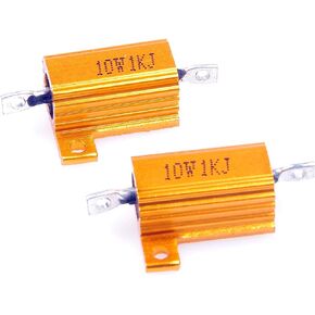 LM YN 10 Watt 1000 1K Ohm 5% Wirewound Resistor Electronic Aluminium Shell Resistor Gold (Pack of 2)