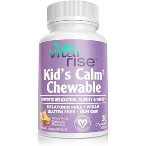 Kid’s Calm Chewable - Stress Relief Chewables, Sugar & Melatonin Free Vitamins, 30mg Fast-Absorption Kids Magnesium Supplement- 30 Tablets