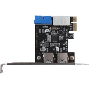 2 Port PCI-E 3.0 to USB 3.0 Expansion Card, USB PCI-E Card with 19-Pin Connector Motherboard Adapter