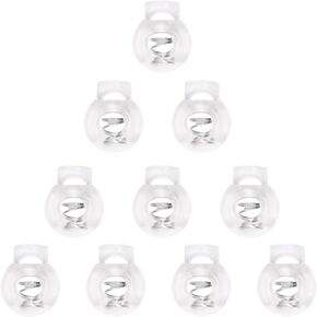 Tupalizy Clear Plastic Cord Locks Single Hole Spring Toggle Stoppers Fastener Slider for Drawstring Pant Hat Bag Shoelace