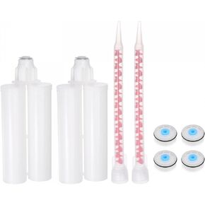 uxcell 2Pcs Epoxy Gun Adhesive Cartridge, Plastic Resin Mixer Dual Glue Cartridge with Mixing Tube for 200ml/6.8oz 1:1 AB Glue Adhesive Gun