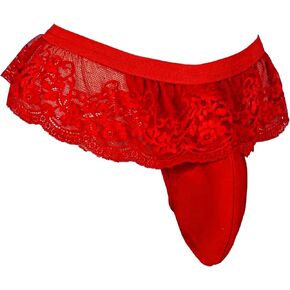 Mens Sissy Briefs Lace Skirt Sexy Lingerie Skirt Pouch Panties