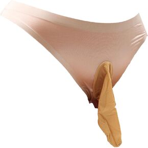 Mona's Choice Stretchy Mens Bikini Briefs with Ice Silk Pouch or Sheath/Mens Panties (US, Alpha, One Size, Regular, Regular, 1, Nude Open Sheath)