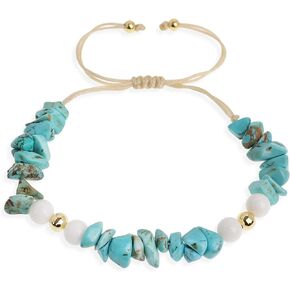 Healing Crystal Ankle Bracelets for Woman Girls, Adjustable Natural Gemstone Anklets