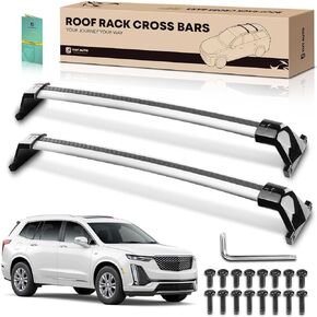 YHTAUTO 165 LBS Roof Rack Cross Bars w/Hardware Fit for Cadillac XT6 2020-2024, T6063 Aluminum CrossBars Anti-Rust with Black Smooth Surface for Skiboard Kayak Snowboard Bike Rooftop Cargo Luggage