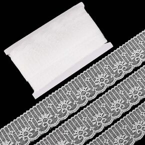 GORGECRAFT 30 Yards White Floral Lace Ribbon Venice Eyelet Lace Trim Wavy Edged Craft Lace Fabric Polyester Flower Lace Edge Embroidery Crochet Tulle for Sewing Gift Wrapping Wedding 2 Inch Width