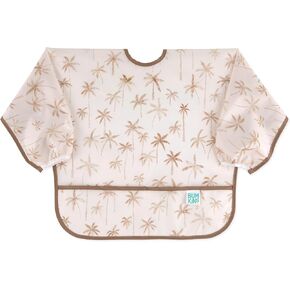 Bumkins Sleeved Bib for Girl or Boy, Baby and Toddler for 6-24 Mos, Essential Must Have for Eating, Feeding, Baby Led Weaning Supplies, Long Sleeve Mess Saving Food Catcher, Soft Fabric, Palm Trees