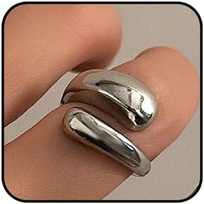 Chunky Gold Rings for Women Adjustable Chunky Silver Round Dome Ring Minimalist Gold Filled Stackable Rings in Saudi Arabia