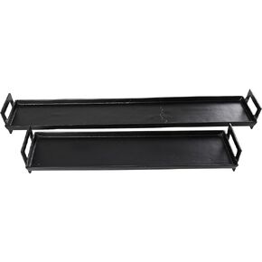 Deco 79 Aluminum Metal Nesting Tray with Gold Handles, Set of 2 35", 26" W, Brass