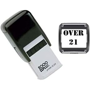 Hand Stamps Over 21 Self Inking Stamp | Hand Stamps for Events Suitable for Festivals, Parties, Clubs, Special Events, Bars etc. | Black Self Inking Hand Stamps | Admission Stamp