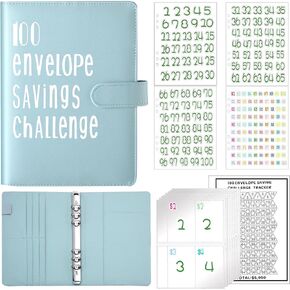 Aliceset 100 Envelopes Money Saving Challenge Binder, Easy and Fun Way to Save 5, 050, Budget Binder Savings Challenge Book with Cash Envelopes for Budgeting Planner Saving Money(Black, White)