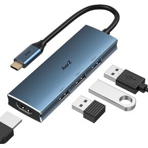 USB C Hub HDMI Adapter, USB C to USB Hub AorZ USB C Dongle 4 in 1 Type C Hub with 4K HDMI, USB 3.0 Ports for MacBook/Pro/Air (Thunderbolt 3)/iPad pro/Air, Steam Deck and Type C Devices