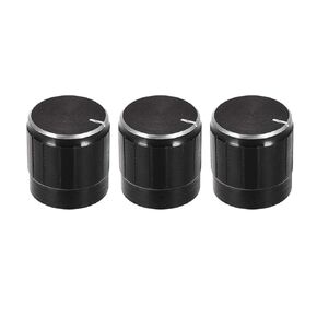 uxcell 3pcs Potentiometer Knob Knurled Shaft Black Aluminum 6mm Shaft Dia. Rotary Knob 17mmx17mm Volume Control Knob
