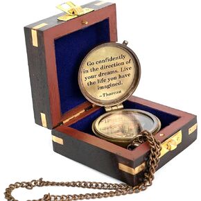 Brass Nautical - Thoreau's Go Confidently Brass Compass, Gift for Graduation, Confirmation Day, Baptism, New Year Gift, Birthday, Anniversary, Communion, Camping Gift in Kuwait