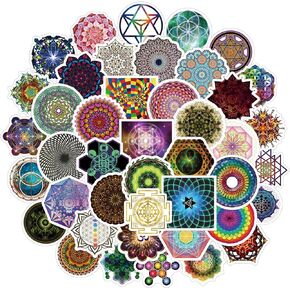 53 قطعة من ملصقات الهندسة المقدسة ملصقات جمالية من الفينيل ملصقات مقاومة للماء لأجهزة الكمبيوتر المحمول، مصدات الصدمات، لوح التزلج، زجاجة المياه، الكمبيوتر، الهاتف، ملصقات الرسوم المتحركة للأطفال المراهقين البالغين in Kuwait