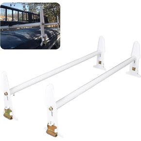 KUAFU Adjustable Van Roof Ladder Rack Carrier with 2 Cross Bars Compatible with Chevy Dodge Ford GMC Express 47''-77'' 500lbs in Saudi Arabia