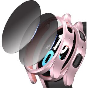 HASDON [2+2 حافظة حماية شاشة للخصوصية لساعة سامسونج جالاكسي 4 / ساعة جالاكسي 5 44 ملم، تغطية كاملة لفيلم زجاجي مقوى مضاد للتجسس + مجموعة ملحقات ممتص الصدمات من البولي كربونات الصلب الرفيع للغاية، شفاف in Kuwait