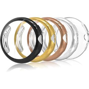 Simpeak 5-Pack Soft Screen Protector Bumper Case Compatible with Google Pixel Watch 2 /Pixel Watch 1 Smartwatch, Full Protection, Black/Clear/Silver/Gold/Rose Gold