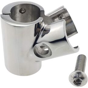 NRC&XRC Heavy Duty 316 SS Polished Boat Hand Rail Fitting- 60 Degree T/Tee Hinged/Split for 7/8" OR 1 inchTube