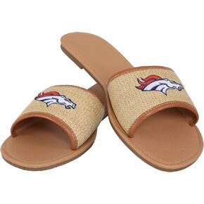 FOCO Women's NFL Team Logo Ladies Fashion Straw Slide Sandals