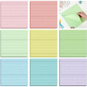 8 Pads Big Sticky Notes 11 x 11 Inch Lined Jumbo Sticky Notes Sticky Pads Large Strong Sticking Power Memo Pads Square Memo Post Stickies for Office School, 25 Sheets/Pad (Bright Color)