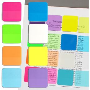 160 Sheets Transparent Sticky Notes Colored Clear Sticky Note Translucent Sticky Notes Waterproof Notepad Adhesive Memo Pads Colorful See Through Sticky Notes for Annotating Books School Supplies
