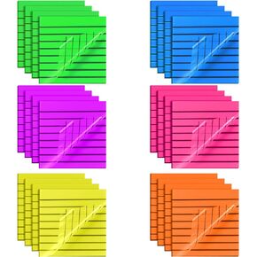 Yinder 24 Pack 720 Sheets Transparent Sticky Notes Translucent Clear Lined Sticky Note Self Sticky Notes for Bible Tabs, Book Tabs, Office School Supplies(Pastel Colors, 3 x 3 Inch)