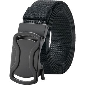 LionVII Elastic Ratchet Men Belts, 1 3/8" Stretch Belt with Automatic Buckle for Men, Adjustable Trim to Fit 27-46" Waist