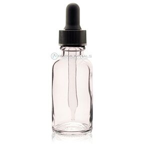 Premium Vials B36-pk12 Boston Round Glass Bottle with Dropper, 1 oz Capacity, Clear (Pack of 12)