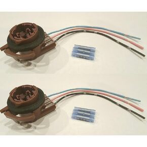 (SET OF TWO) Wire Harness Pigtail Light Socket Repair Kit, Replaces GM 15306147, ACDelco LS92, Dorman 645-626, LED/Standard, 3157/4157 Bulbs, Turn Signal, Brake, Daytime Running Lights, Backup