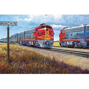 Paint by Number Acrylic Kit on Canvas for Adults Beginner,Travel Train,16X20 Inch