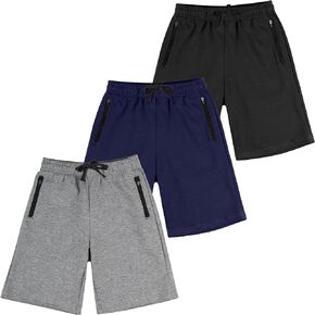 BIG ELEPHANT Kids Casual Shorts with Zipper Pockets and Drawsting, Youth Boys Athletic Shorts for Running Playing Lounging