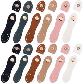 12 PCS Leather Snap Buckles Button Closures PU Leather Snap Buckles Sew On Leather Tab Closures Buckles Fasteners PU Leather Bag Leather Tab Closure for Purse Sew On Leather Snap Buttons Wallet Bag