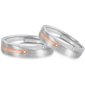 Promise Rings for Couples Wedding Band Meteor Shower Frosted Sterling Silver Matching Couple Ring Engagement Valentines Gift