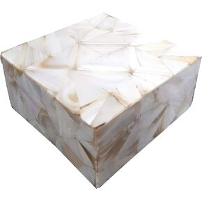 collectiblesBuy Antique Handmade mother of pearl Vintage Decorative Storage Box Square Small 4x4x3 inches White