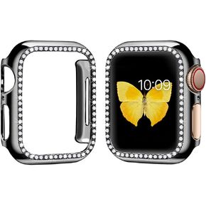 SaNgaiMEi 2-Pack Bling Apple Watch Case 40mm Compatible for Apple Watch Series 6/5/4/SE Screen Protector Crystal Diamonds Glitter Apple Watch Cover