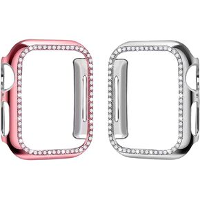 SaNgaiMEi 2-Pack Bling Apple Watch Case 40mm متوافق مع Apple Watch Series 6/5/4/SE واقي شاشة كريستال ألماس لامع غطاء ساعة Apple in Kuwait
